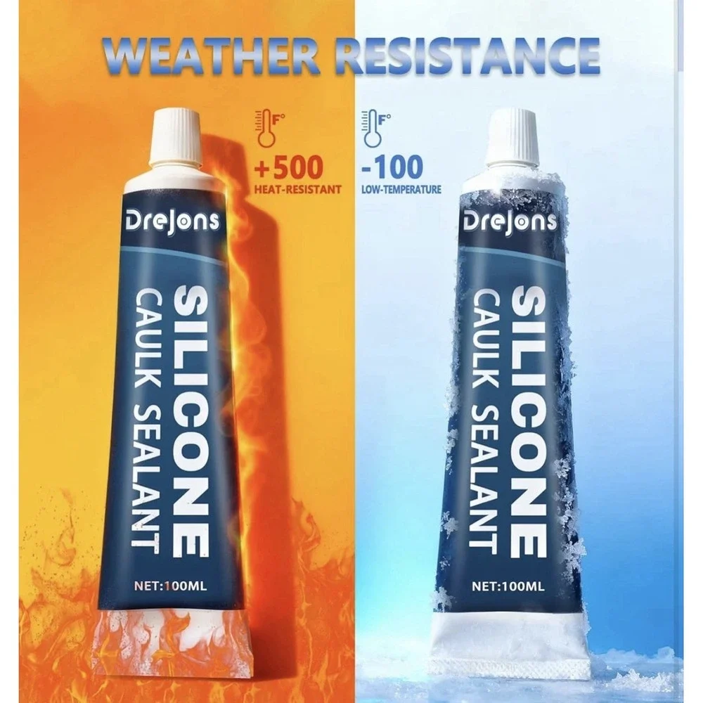 Drejons Silicone Caulk Sealant – 100ml Tube with Finishing Tool Kit